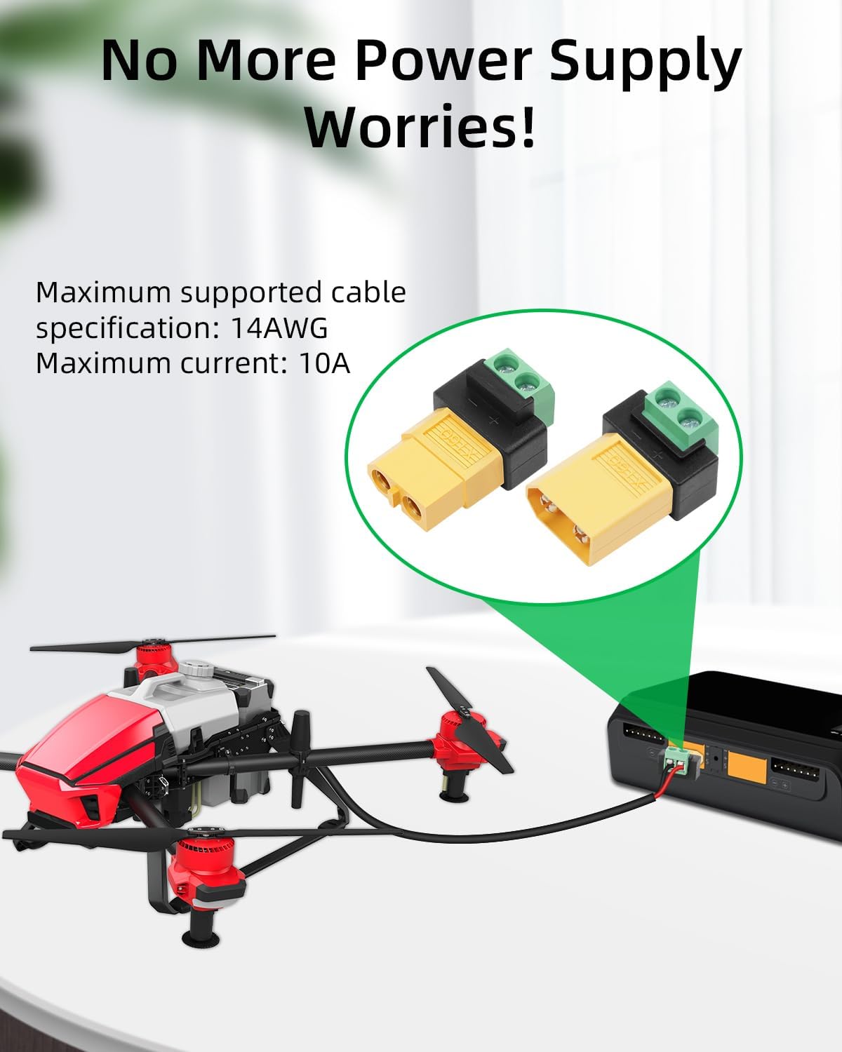 2-pins XT60 soldeerloze mannel - Drone Solar Charger recensie en prijs