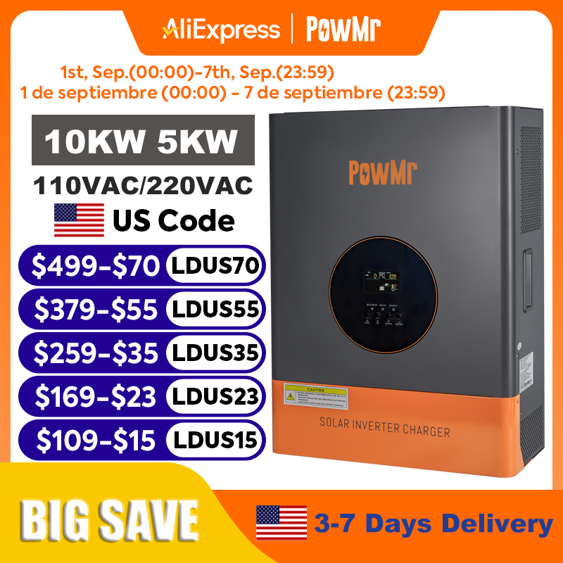 PowMr 10KW 5KW Split-Phase Omv - Drone Solar Charger recensie en prijs